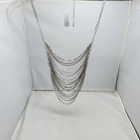 Bijou Drive  silver chain and beaded necklace 18 strands - Picture 1 of 8